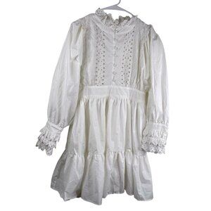Xingchenkaiyi Dress Women's White Sz XL Eyelet High Neck Lolita Regency Fairy